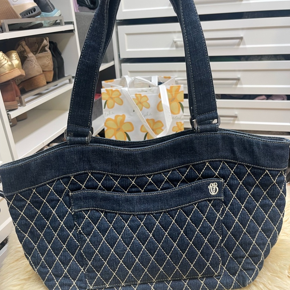Vintage Vera Bradley Stylish Denim Quilted Tote Bag